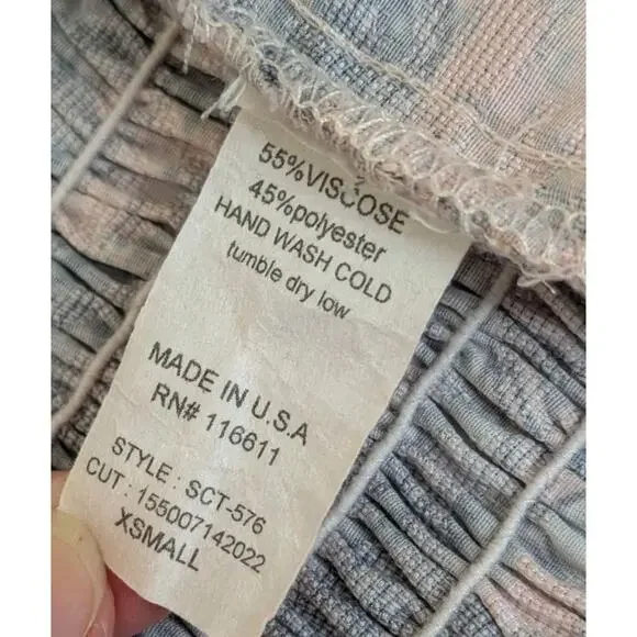 Self Contrast Corset Crop Top Ruffle Collar Balloon Sleeve Size XS Floral Boho - Picture 6 of 6